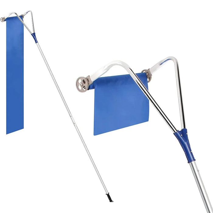 Aluminum Pole Roof Snow Removal Rake Retractable Oxford Cloth Snow Scraper - Blue - 5