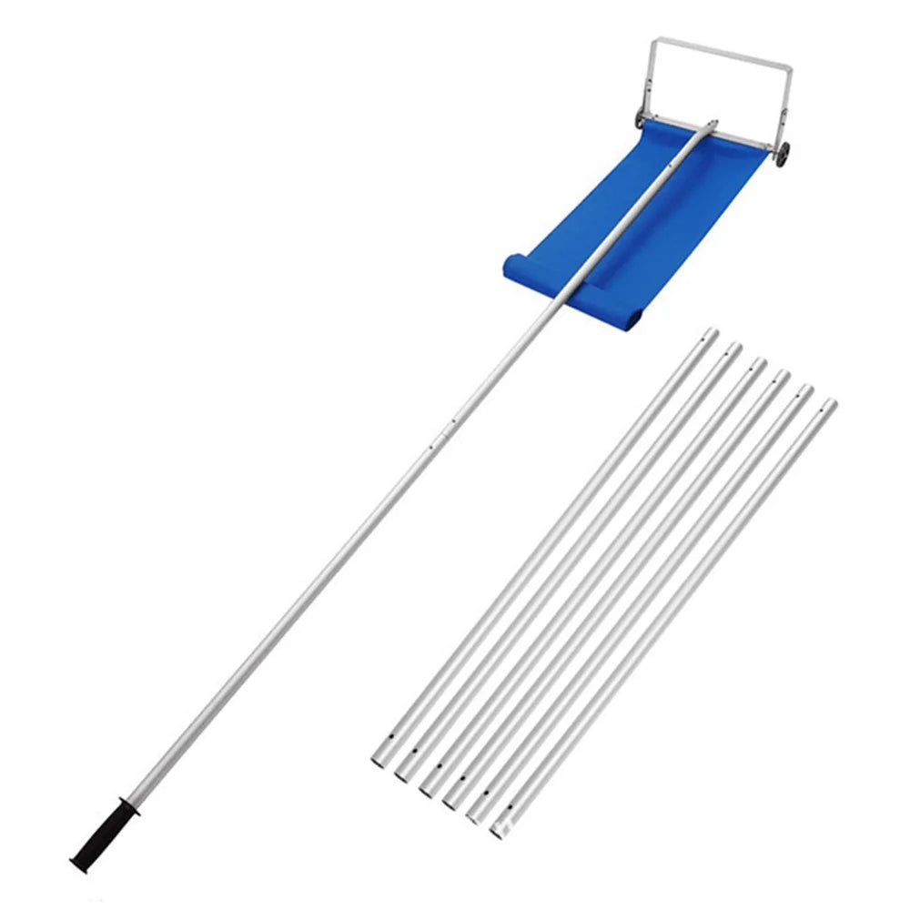6.1m Extendable Roof Snow Rake with Wheels and Oxford Cloth Rake Head - Pipe Diameter 30MM x Wall Thickness 1.0MM - 1