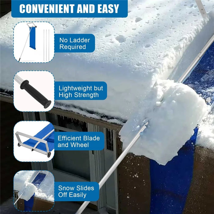 6.1m Extendable Roof Snow Rake with Wheels and Oxford Cloth Rake Head - Pipe Diameter 30MM x Wall Thickness 1.0MM - 2