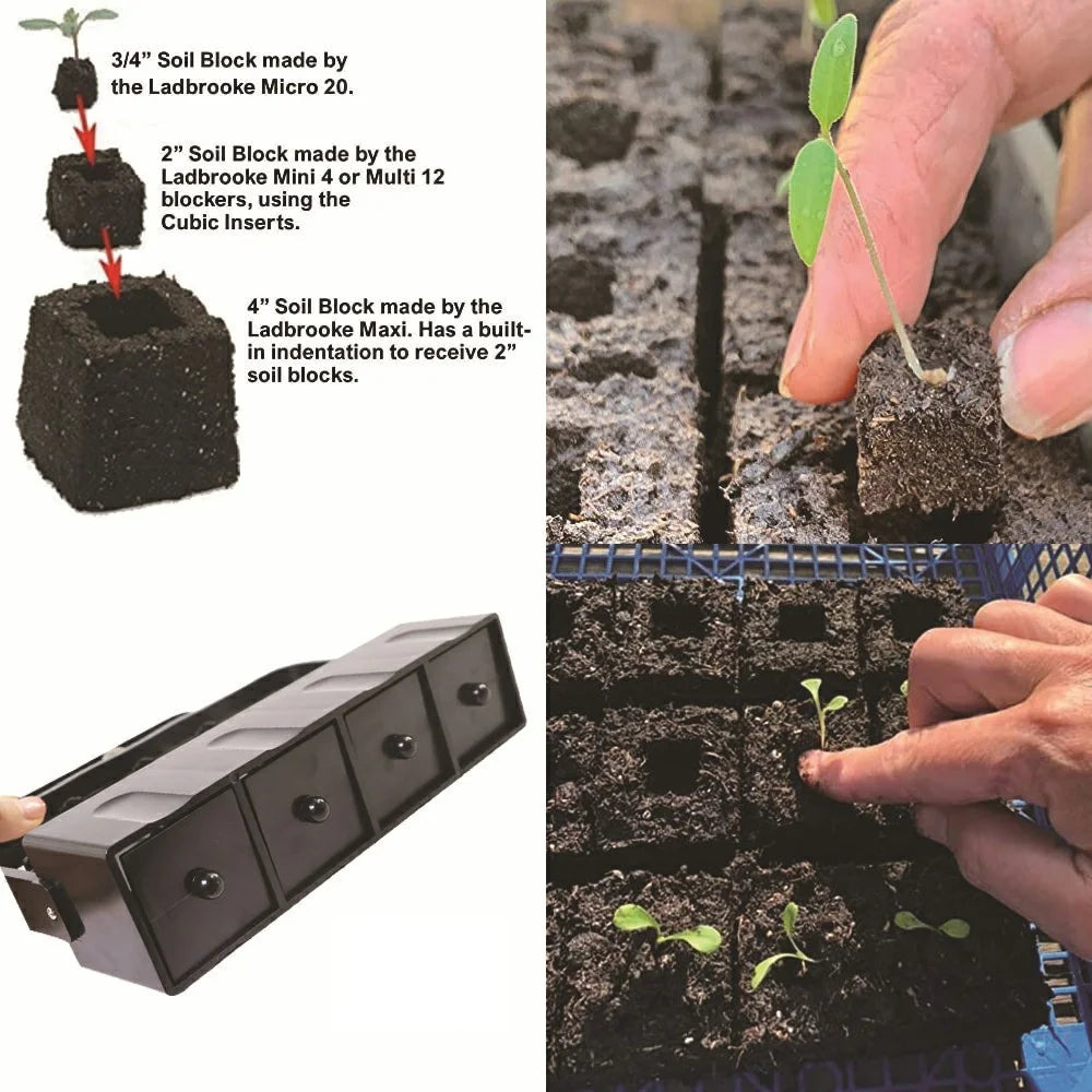 Handheld Seedling Maker 4-Cell Soil Block Tool For Potted Garden Planting Greenhouse Farm Nursery Sowing Tool - 3