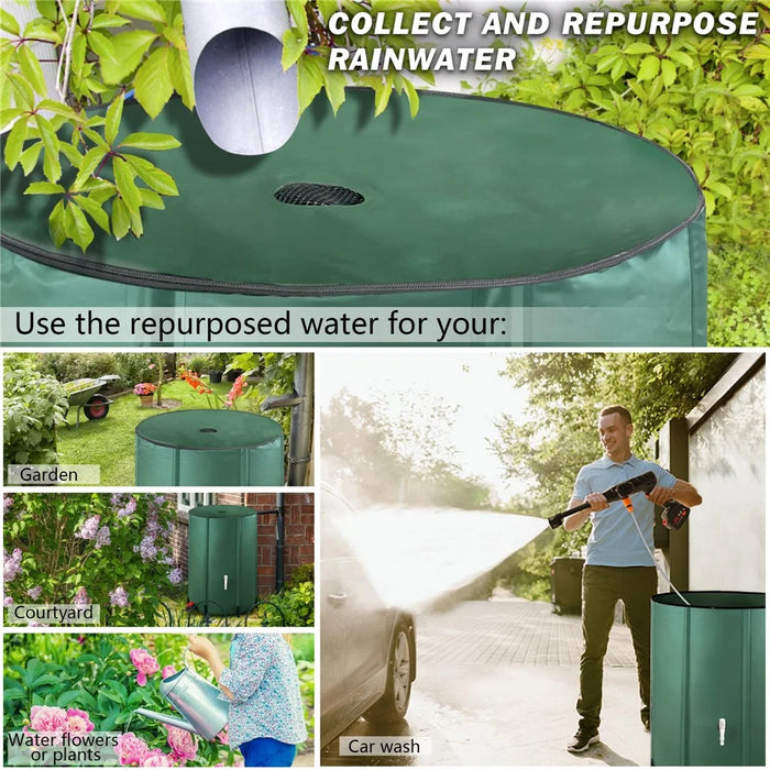Portable Foldable Rain Water Collection Barrel 200L PVC Outdoor Garden Irrigation Storage Tank 56 x 78cm - 4