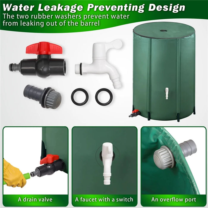 Portable Foldable Rain Water Collection Barrel 200L PVC Outdoor Garden Irrigation Storage Tank 56 x 78cm - 7