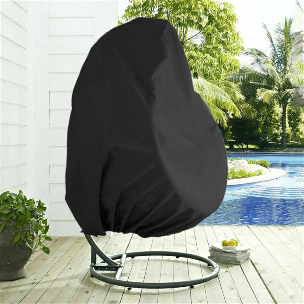 230x200cm UV Protection Swing Egg Chair Cover Outdoor Garden Terrace Dustproof Sunscreen Furniture Chair Dust Cover - Black - 2