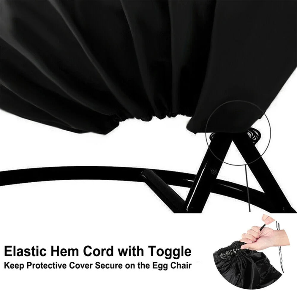 230x200cm UV Protection Swing Egg Chair Cover Outdoor Garden Terrace Dustproof Sunscreen Furniture Chair Dust Cover - Black - 4