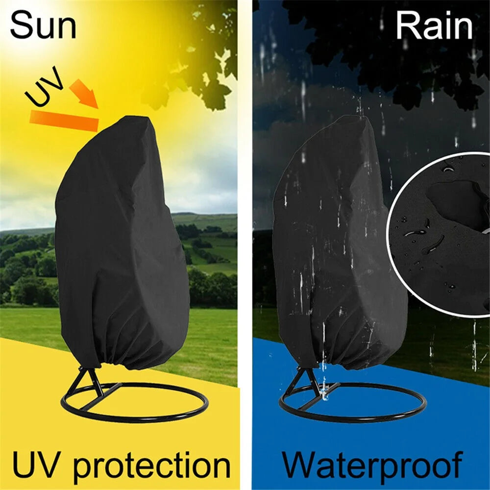 230x200cm UV Protection Swing Egg Chair Cover Outdoor Garden Terrace Dustproof Sunscreen Furniture Chair Dust Cover - Black - 6