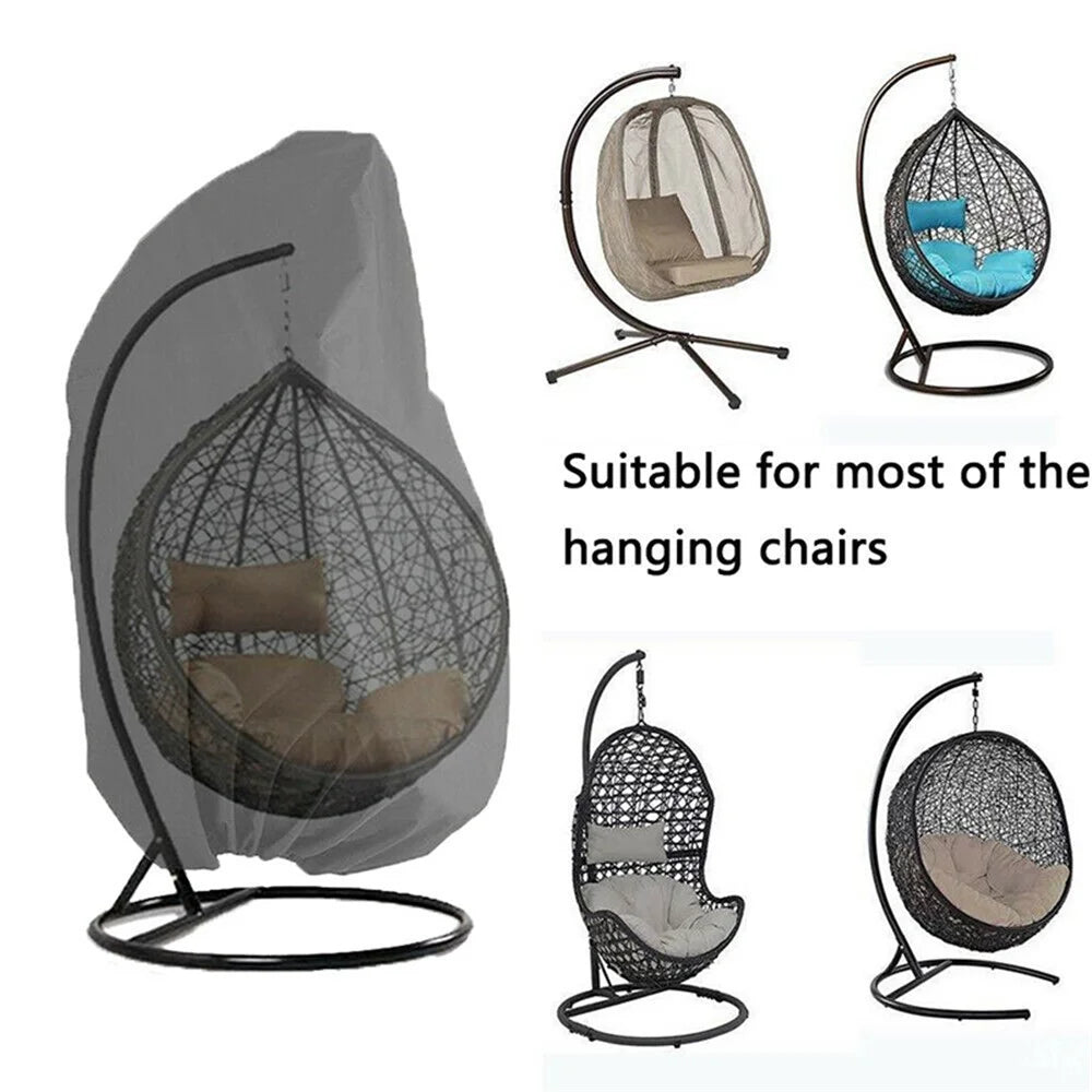 230x200cm UV Protection Swing Egg Chair Cover Outdoor Garden Terrace Dustproof Sunscreen Furniture Chair Dust Cover - Black - 7