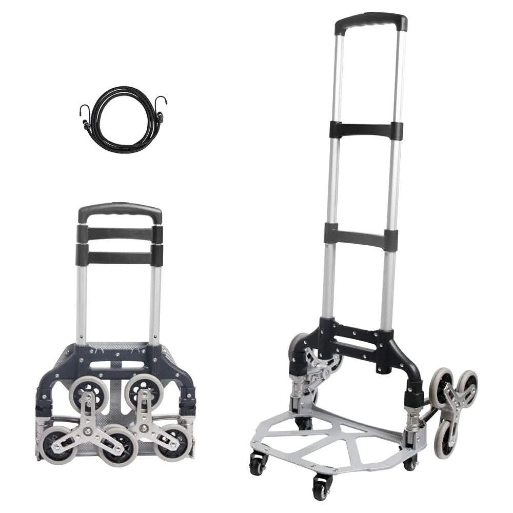 Heavy Duty Dolly Cart Folding Stair Climbing Hand Truck Trolley with 6 Wheels and Telescoping Handle - 1