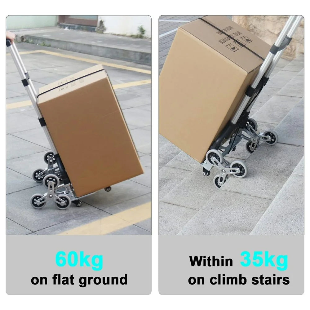 Heavy Duty Dolly Cart Folding Stair Climbing Hand Truck Trolley with 6 Wheels and Telescoping Handle - 3