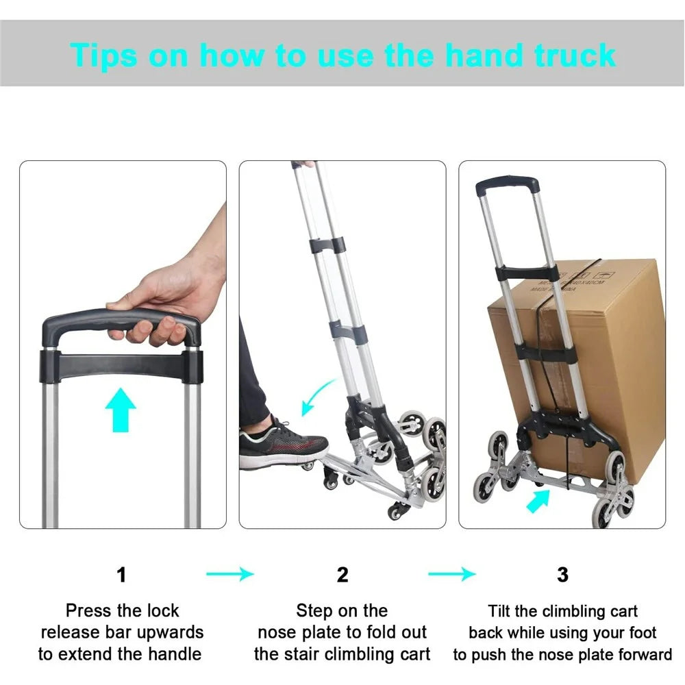 Heavy Duty Dolly Cart Folding Stair Climbing Hand Truck Trolley with 6 Wheels and Telescoping Handle - 5