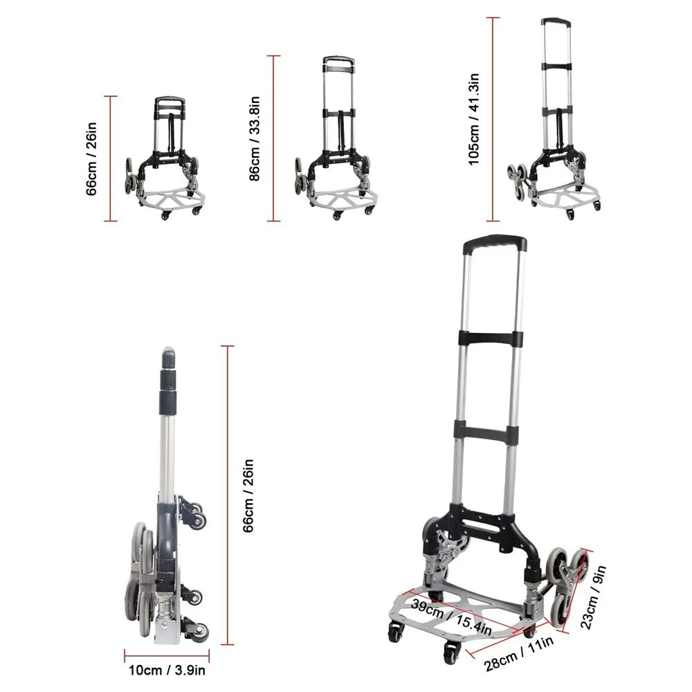Heavy Duty Dolly Cart Folding Stair Climbing Hand Truck Trolley with 6 Wheels and Telescoping Handle - 7