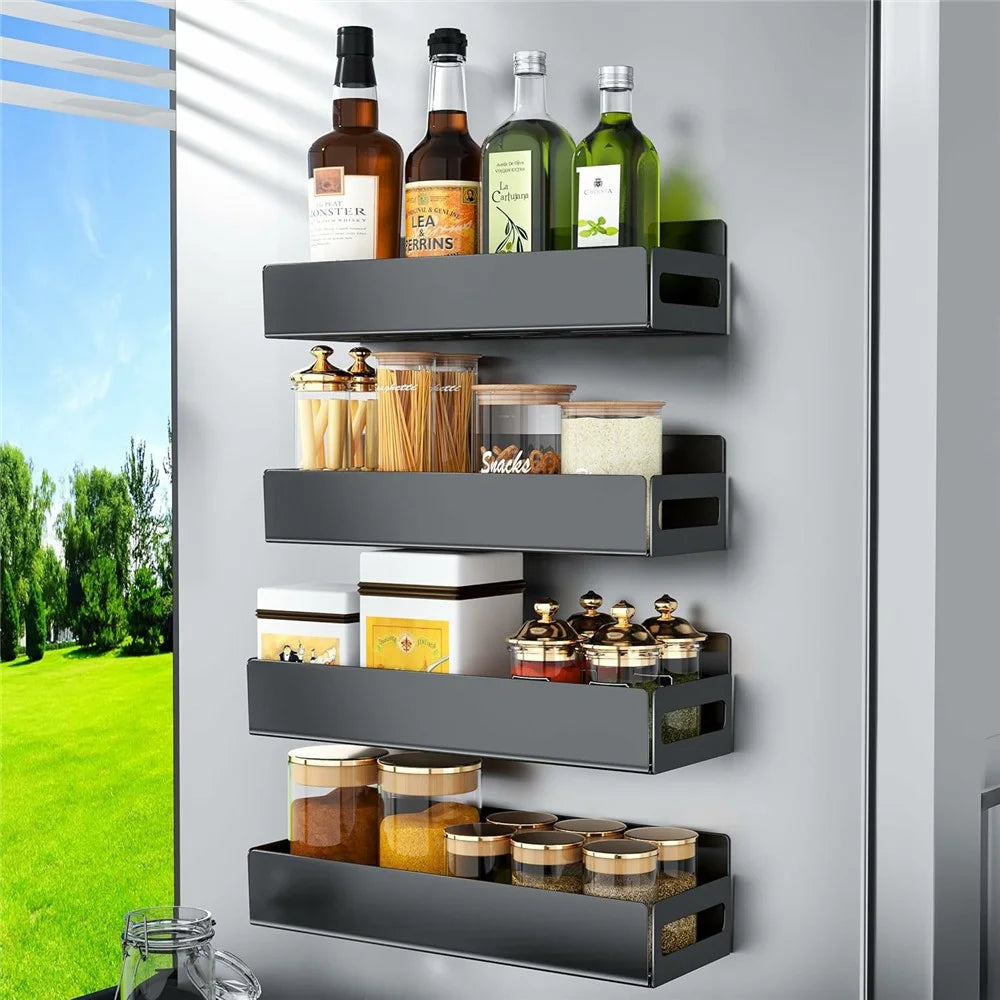 4Pcs / Set Magnetic Spice Storage Rack for Refrigerator and Oven Fridge Organizer Shelf - 2