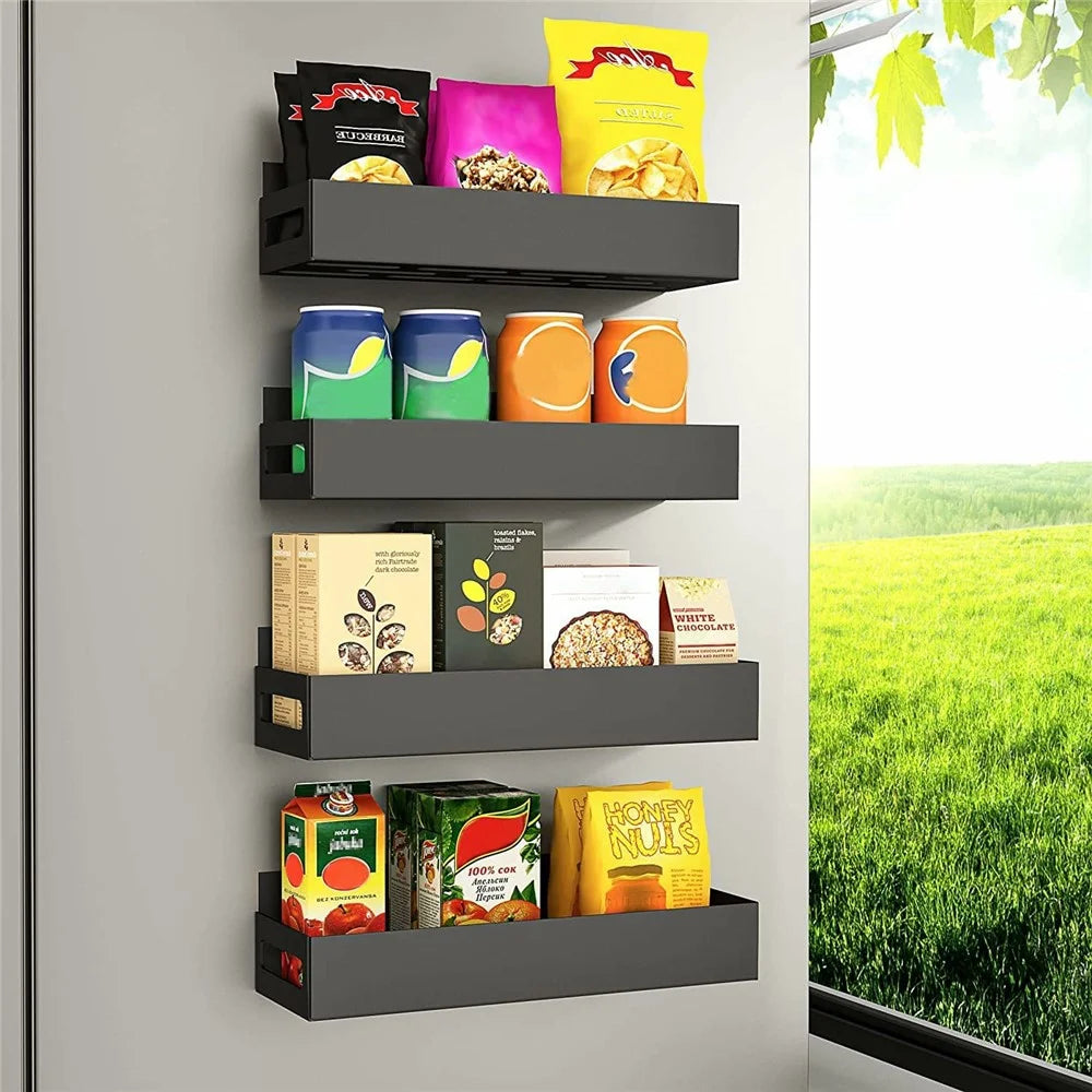 4Pcs / Set Magnetic Spice Storage Rack for Refrigerator and Oven Fridge Organizer Shelf - 4