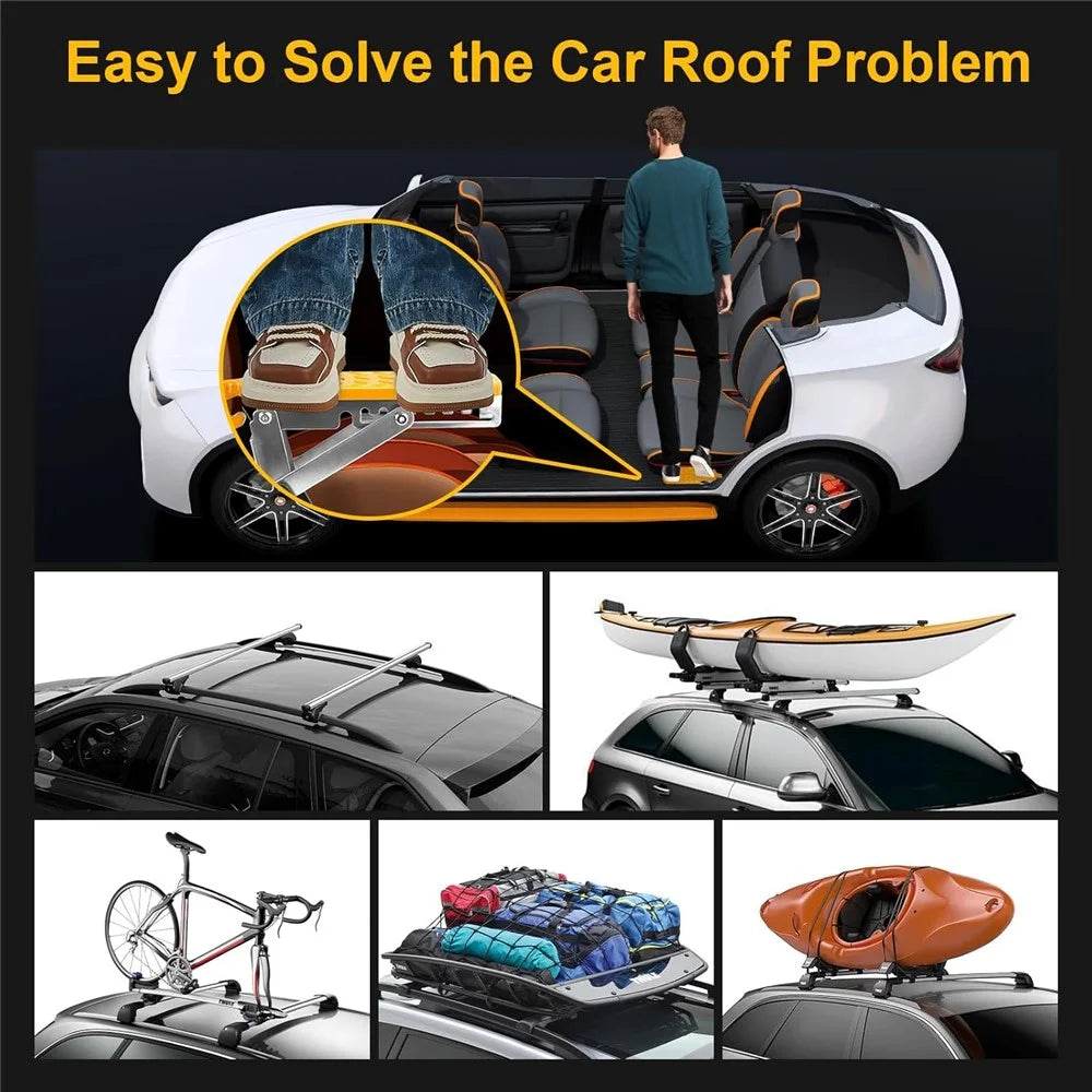 Universal Car Door Step SUV Truck Foldable Door Latch Step with Adjustable Angle for Car Roof Access - Orange - 3