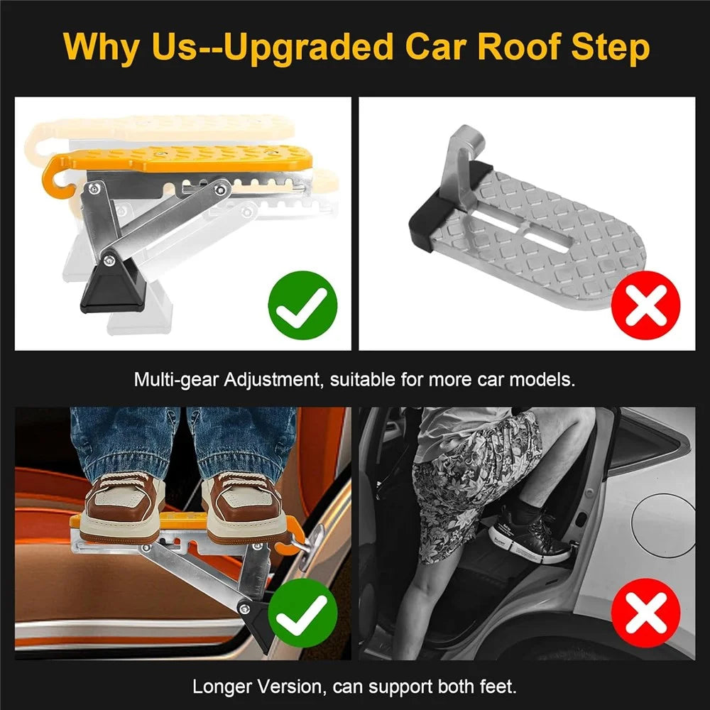 Universal Car Door Step SUV Truck Foldable Door Latch Step with Adjustable Angle for Car Roof Access - Orange - 4