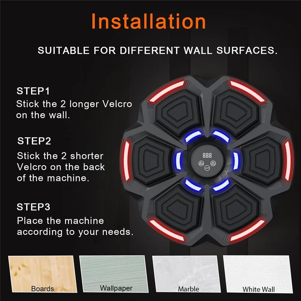 Smart Boxing Trainer with Boxing Gloves Wall Mounted Music Boxing Target Digital Punching Equipment (The Pattern on the Gloves is random) - 4