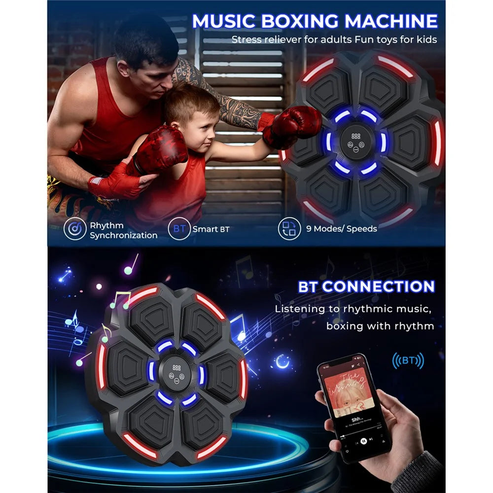 Smart Boxing Trainer with Boxing Gloves Wall Mounted Music Boxing Target Digital Punching Equipment (The Pattern on the Gloves is random) - 5