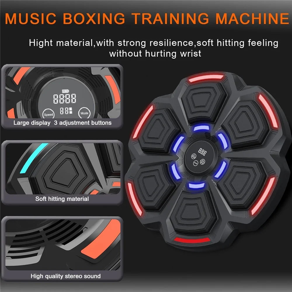 Smart Boxing Trainer with Boxing Gloves Wall Mounted Music Boxing Target Digital Punching Equipment (The Pattern on the Gloves is random) - 7