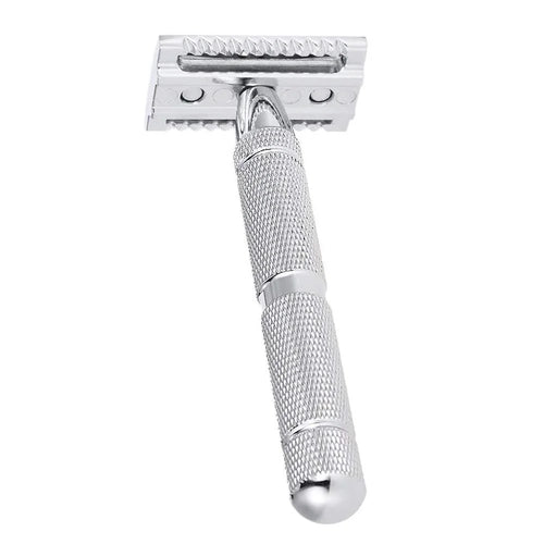 Rounded Bottom Stainless Steel Barber Razor with Knurled Handle Comfortable Grip Shaver for Home / Salon - 1