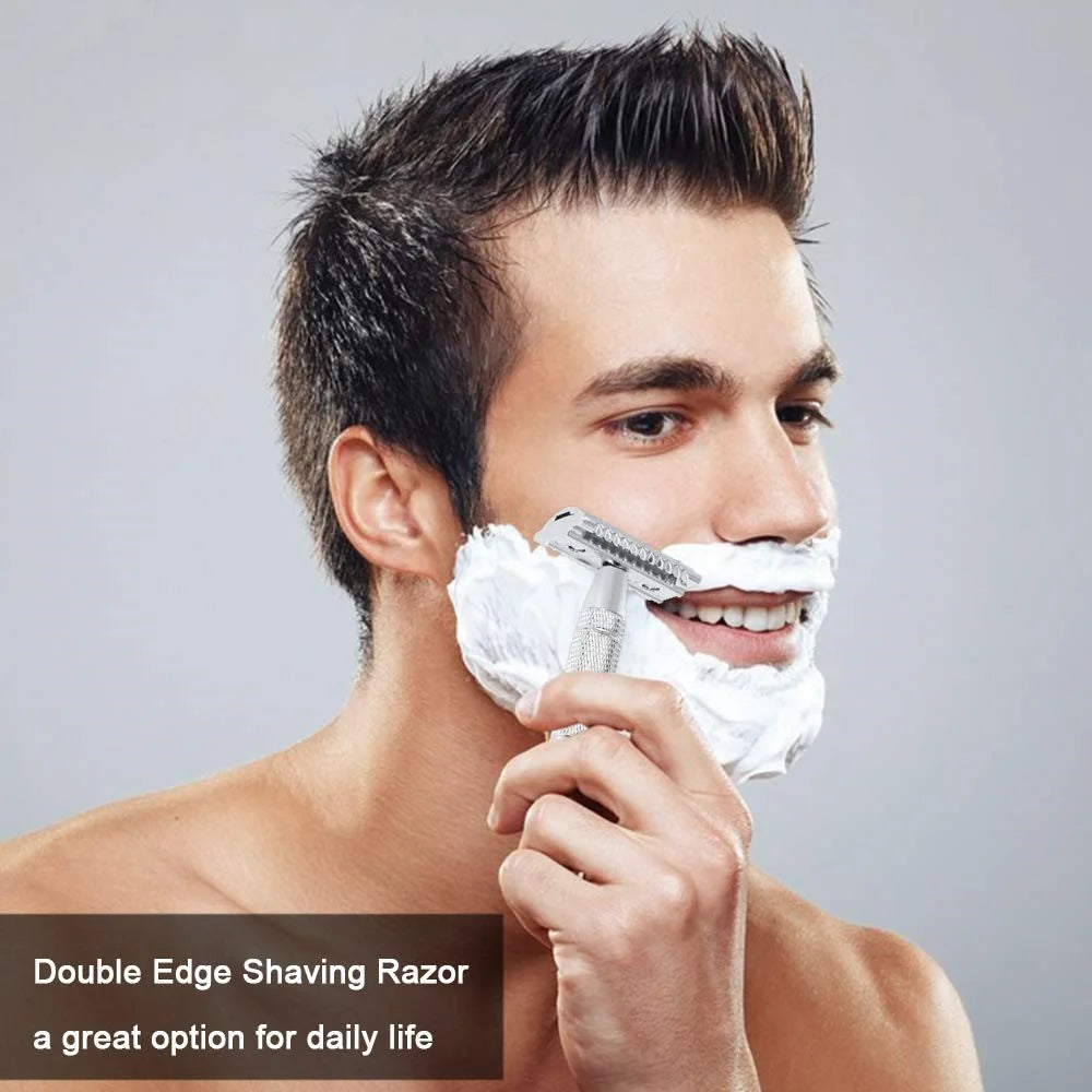 Rounded Bottom Stainless Steel Barber Razor with Knurled Handle Comfortable Grip Shaver for Home / Salon - 5