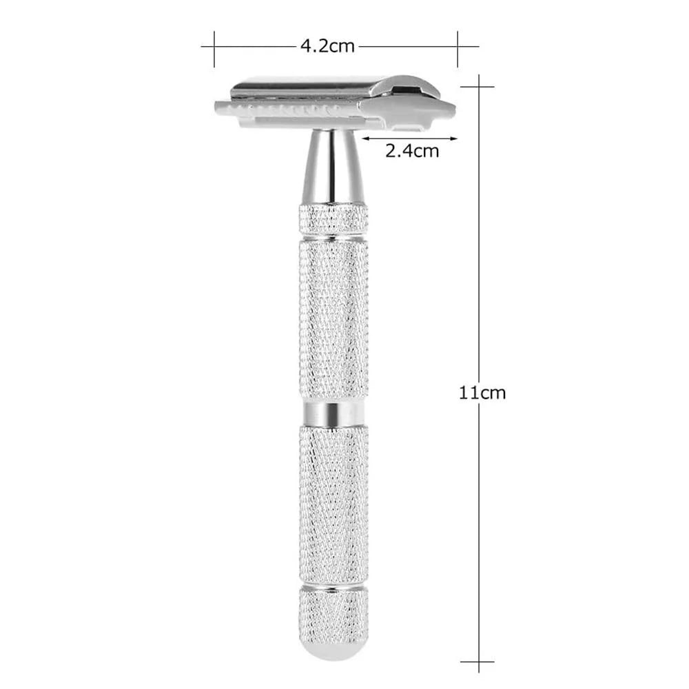 Rounded Bottom Stainless Steel Barber Razor with Knurled Handle Comfortable Grip Shaver for Home / Salon - 6
