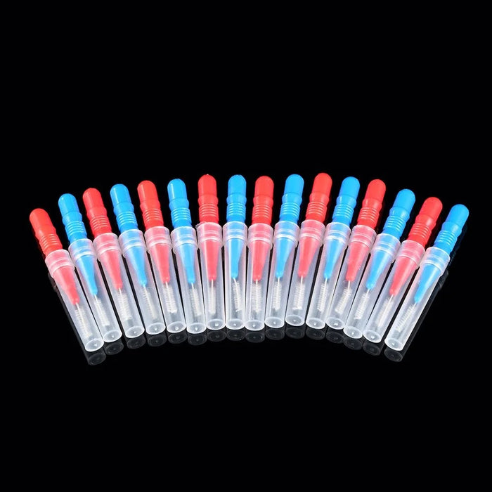 50Pcs Retractable Interdental Brushes Teeth Gap Cleaning Soft Bristles Interdental Brushes - Red+Blue - 5