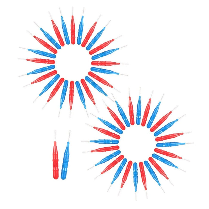 50Pcs Retractable Interdental Brushes Teeth Gap Cleaning Soft Bristles Interdental Brushes - Red+Blue - 6
