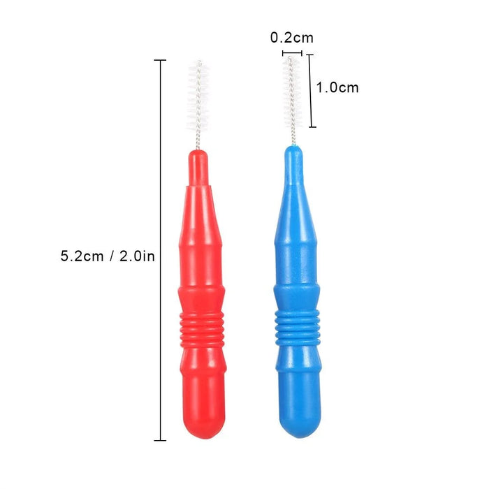 50Pcs Retractable Interdental Brushes Teeth Gap Cleaning Soft Bristles Interdental Brushes - Red+Blue - 7