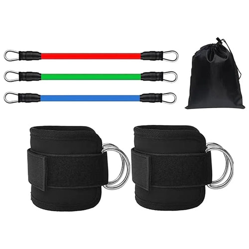 1 Pair Ankle Strap with 3 Resistance Bands for Leg Butt Exercise Training Workout Equipment - 1