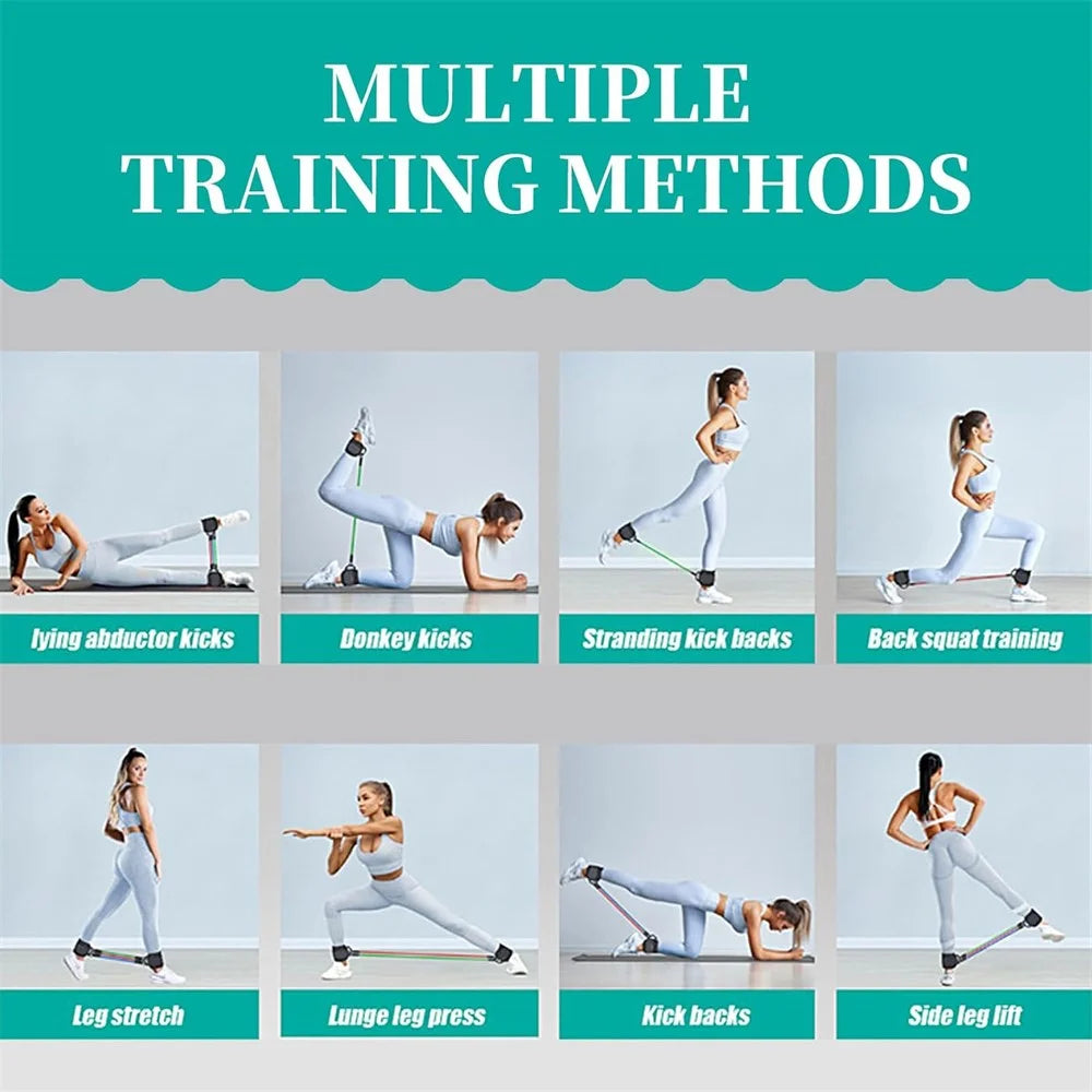 1 Pair Ankle Strap with 3 Resistance Bands for Leg Butt Exercise Training Workout Equipment - 5