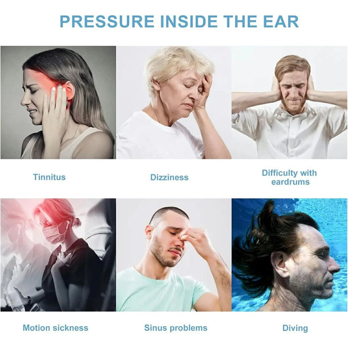 Ear Pressure Relief Device Threaded Design Air Pump with Replacement Earplugs for Flying / Diving / Altitude Changes - Grey - 4
