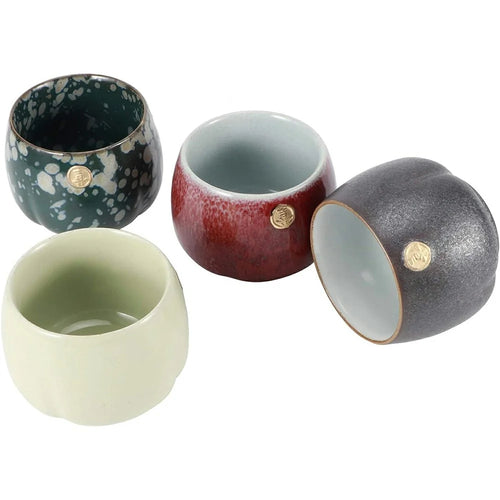 4Pcs / Set Retro Kiln Baked Tea Cups Japanese Style Ceramic Kung Fu Teaware for Tea Tasting - 1