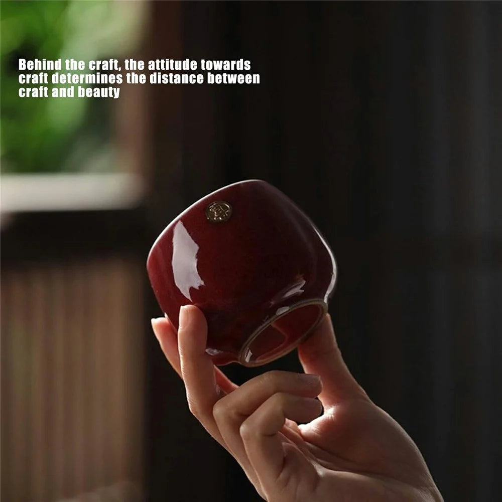 4Pcs / Set Retro Kiln Baked Tea Cups Japanese Style Ceramic Kung Fu Teaware for Tea Tasting - 4