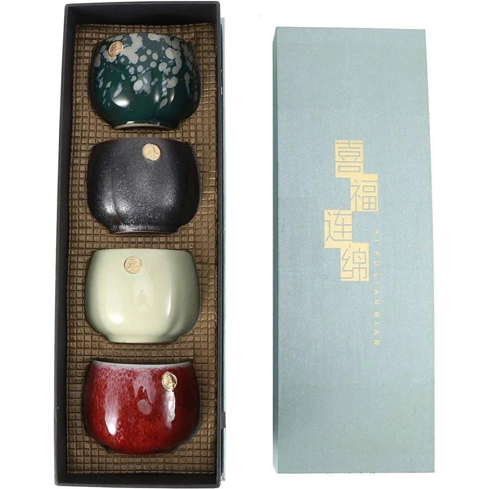 4Pcs / Set Retro Kiln Baked Tea Cups Japanese Style Ceramic Kung Fu Teaware for Tea Tasting - 6