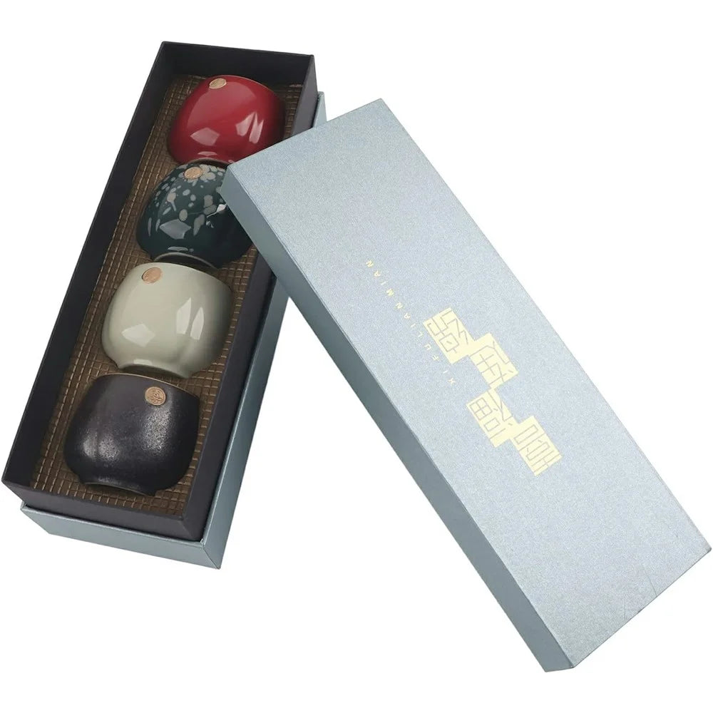 4Pcs / Set Retro Kiln Baked Tea Cups Japanese Style Ceramic Kung Fu Teaware for Tea Tasting - 7