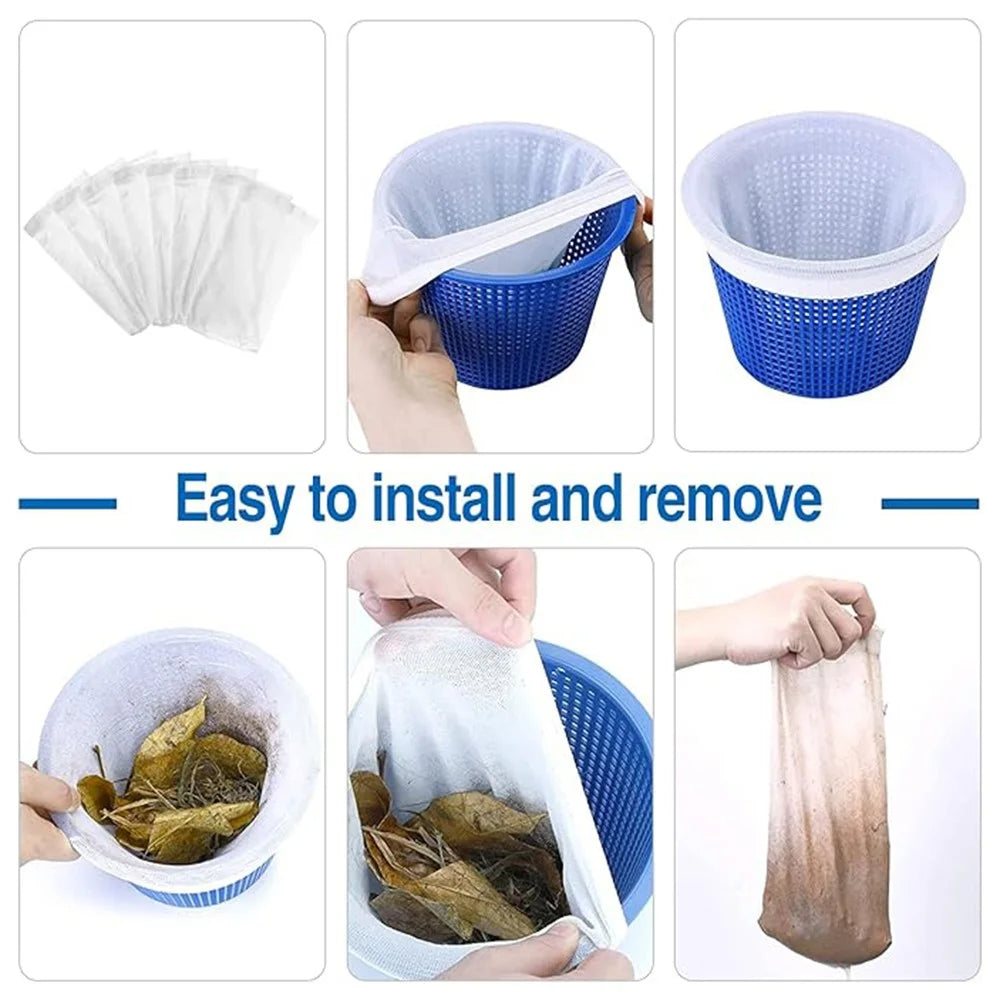 5Pcs Pool Skimmer Socks Nylon Filter Net Debris Bag Basket Liner for Swimming Pool - White - 4