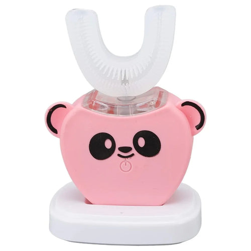 Cartoon Panda U Shaped Electric Toothbrush for Children Silicone Bristles Rechargeable Toothbrush - Pink - 1