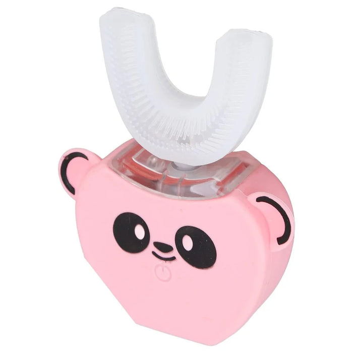 Cartoon Panda U Shaped Electric Toothbrush for Children Silicone Bristles Rechargeable Toothbrush - Pink - 3