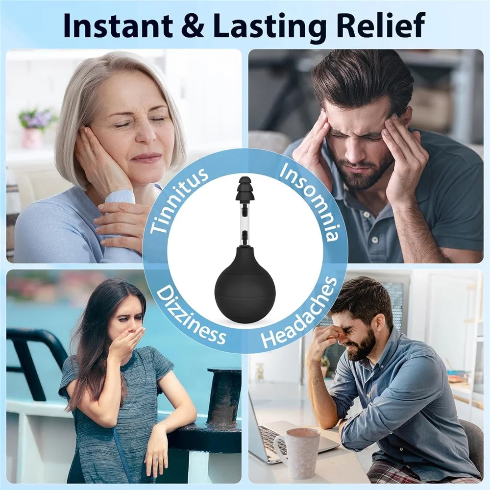 Ear Pressure Relief Device for Instant Headache Relief with 3 Interchangeable Ear Tips Migraine Ear Symptoms Reliever - Black - 4