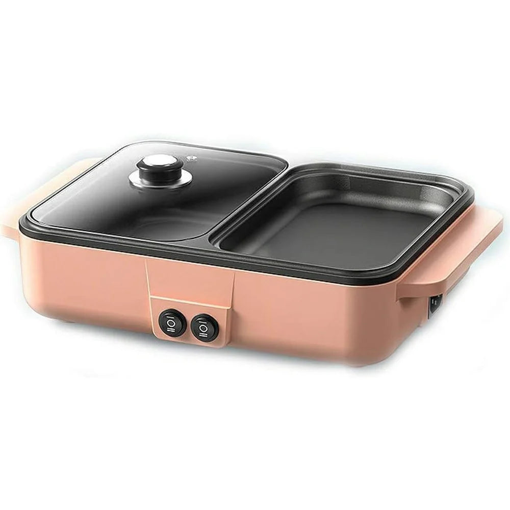 Multi-Function Electric Hot Pot Grill 2 in 1 Cooking Appliance with Dual Temperature Control - EU Plug - 1