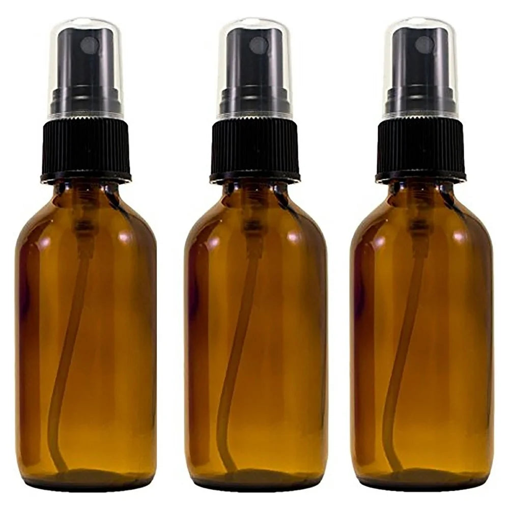 3Pcs 50ml Amber Glass Spray Bottle UV Protection Travel Fine Mist Sprayer for Oils Perfumes - 1