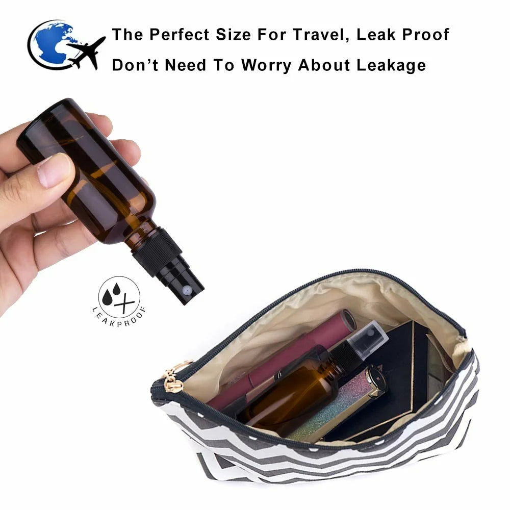 3Pcs 50ml Amber Glass Spray Bottle UV Protection Travel Fine Mist Sprayer for Oils Perfumes - 6