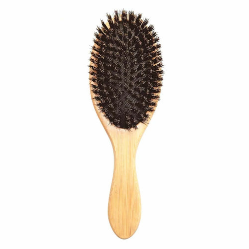 ZR-8050 Natural Bamboo Handle Scalp Massage Comb Portable Boar Hair Anti Static Brush Hair Care Tool - 1