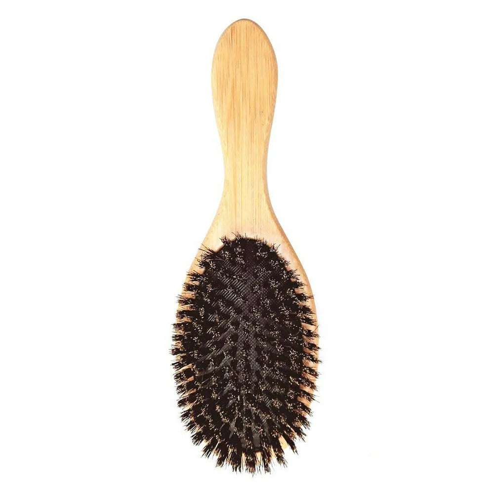 ZR-8050 Natural Bamboo Handle Scalp Massage Comb Portable Boar Hair Anti Static Brush Hair Care Tool - 4