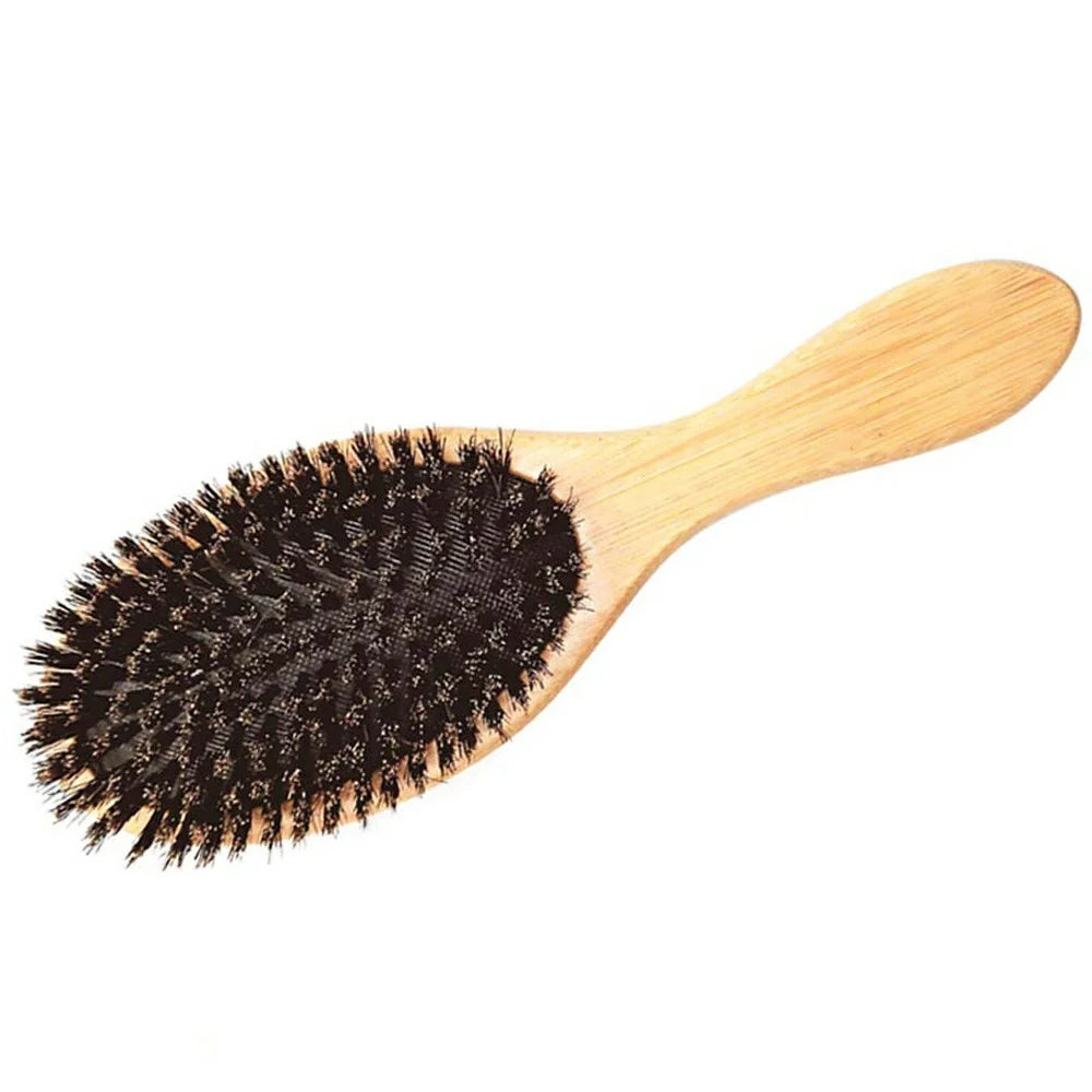 ZR-8050 Natural Bamboo Handle Scalp Massage Comb Portable Boar Hair Anti Static Brush Hair Care Tool - 5