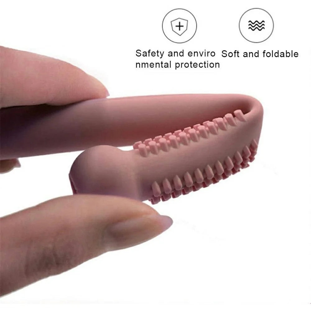 Baby Teething Toys 4Pcs Silicone Teether with Tube Brush Soft Hollow Design for Infant Oral Care (No FDA, BPA Free) - 4
