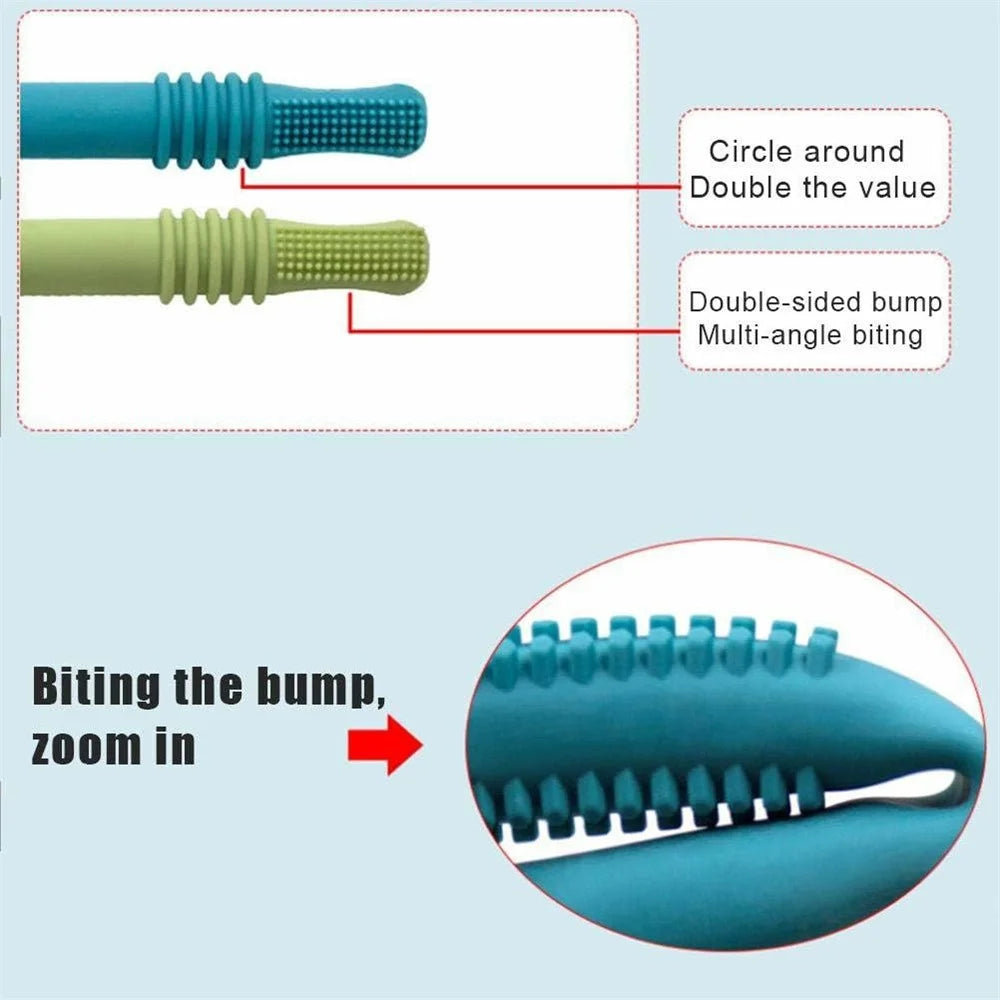Baby Teething Toys 4Pcs Silicone Teether with Tube Brush Soft Hollow Design for Infant Oral Care (No FDA, BPA Free) - 6
