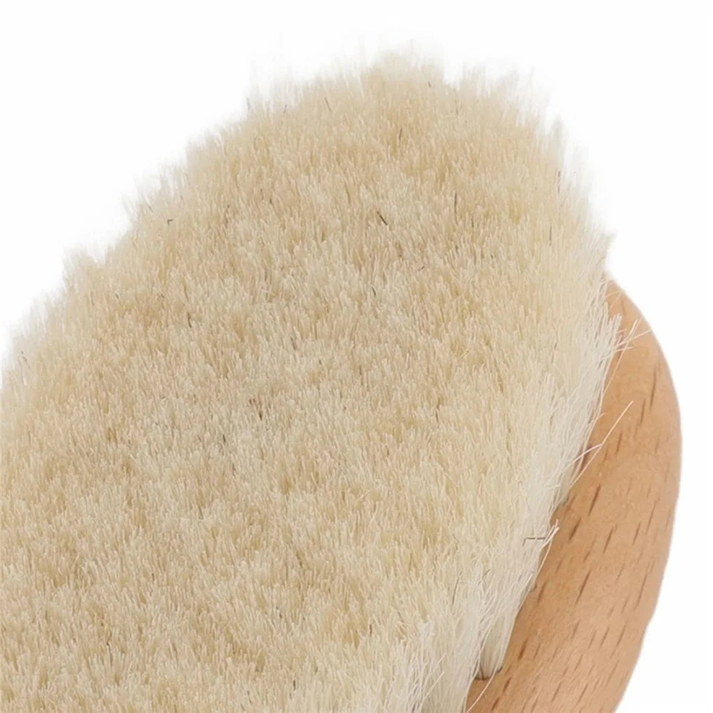 Small Baby Wool Brush and Curved Comb Set Goat Hair Brush For Newborn Scalp Massage Gentle Grooming - 7