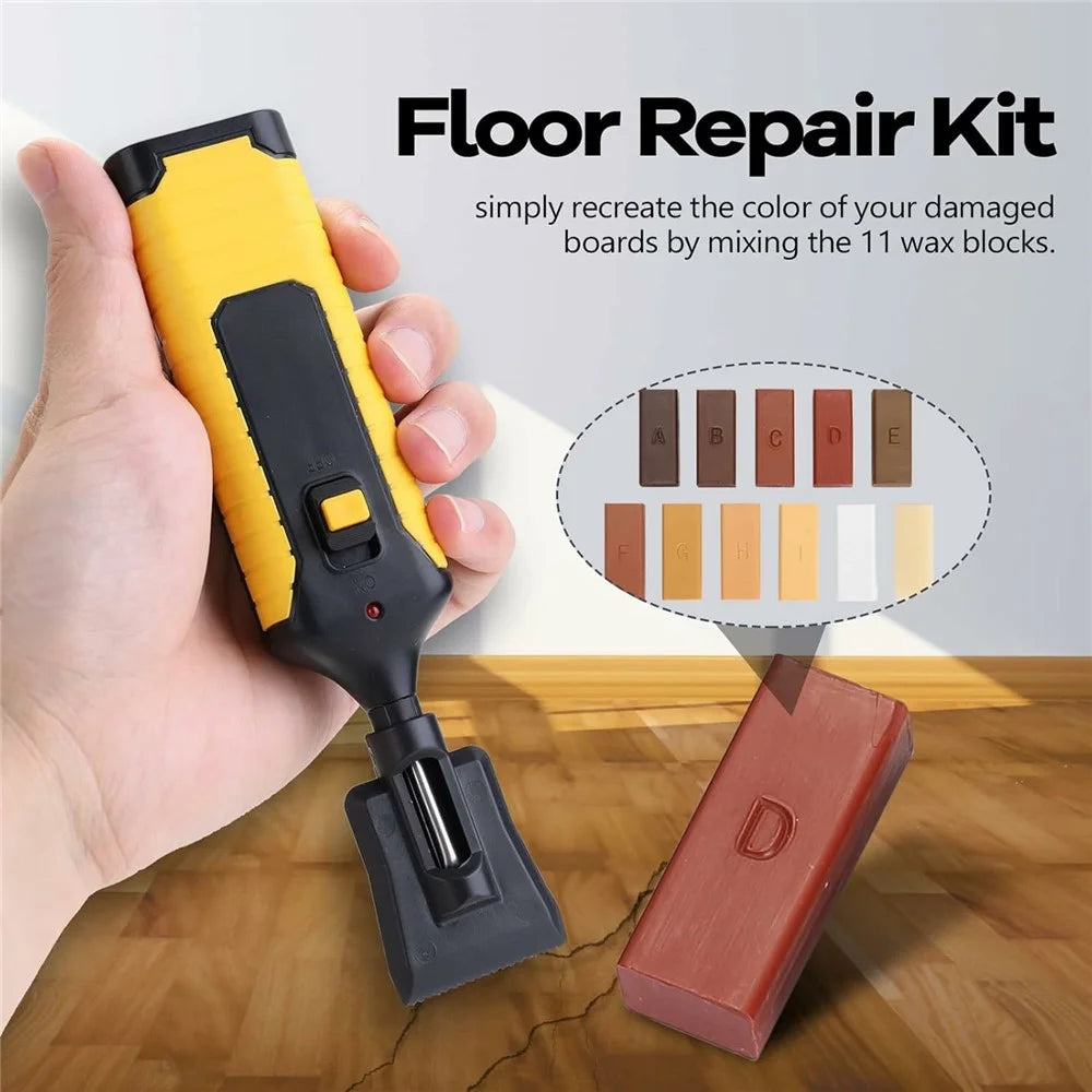 Floor Repair Kit with Hot Melt Tool 11 Wax Blocks for Laminate / Wooden Surfaces Scratch Repair - 4