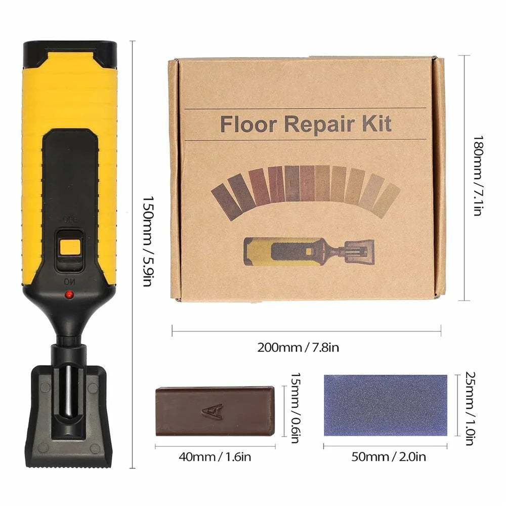 Floor Repair Kit with Hot Melt Tool 11 Wax Blocks for Laminate / Wooden Surfaces Scratch Repair - 7
