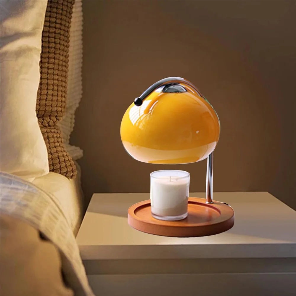 Candle Warmer Lamp Aroma Diffuser Dimmable Wax Melting Lamp Home Decor Night Light, EU Plug - Yellow - 3